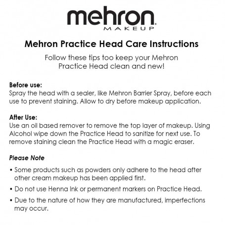 Vente de maquillage artistique : Tête à pratiquer Mehron